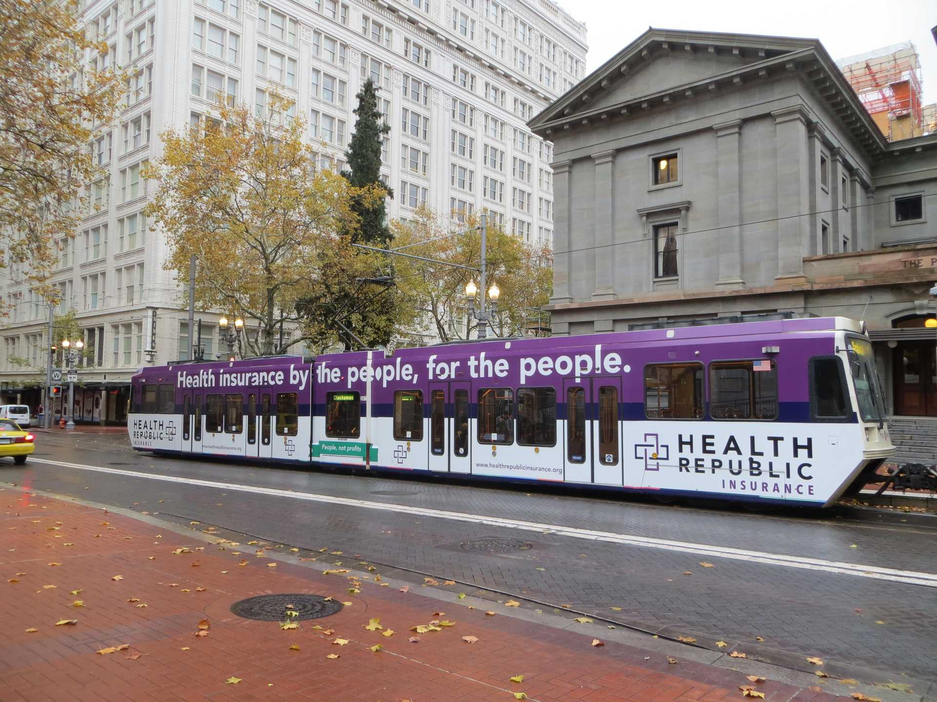 A full shot of the the Health Republic MAX train wrap.