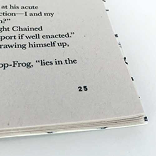 A close up of the folios in the Edgar Allan Poe short story collection.