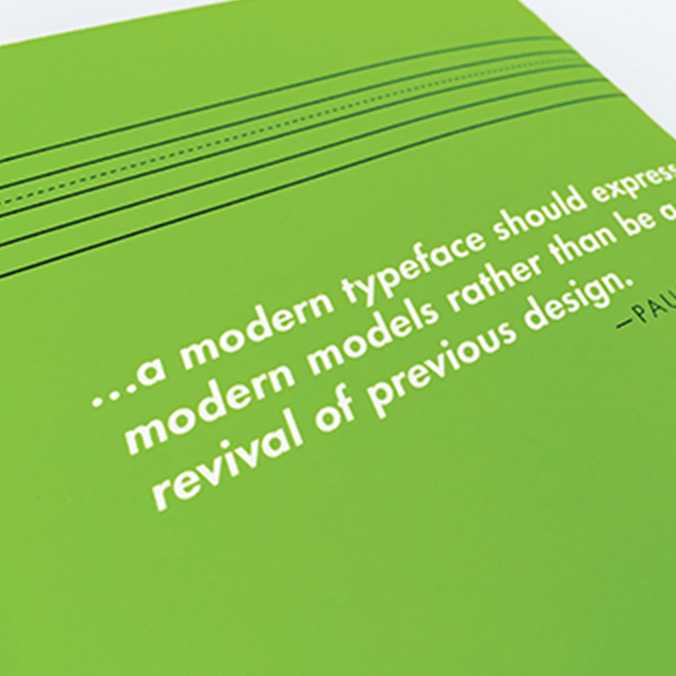 A close up of the quote on the back page of the Futura On Demand Type Specimen Booklet.