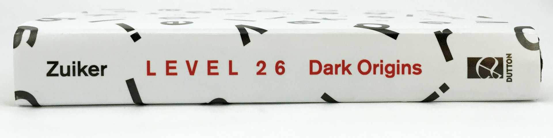 A picture of the spine of the Level 26: Dark Origins Book Cover redesign.