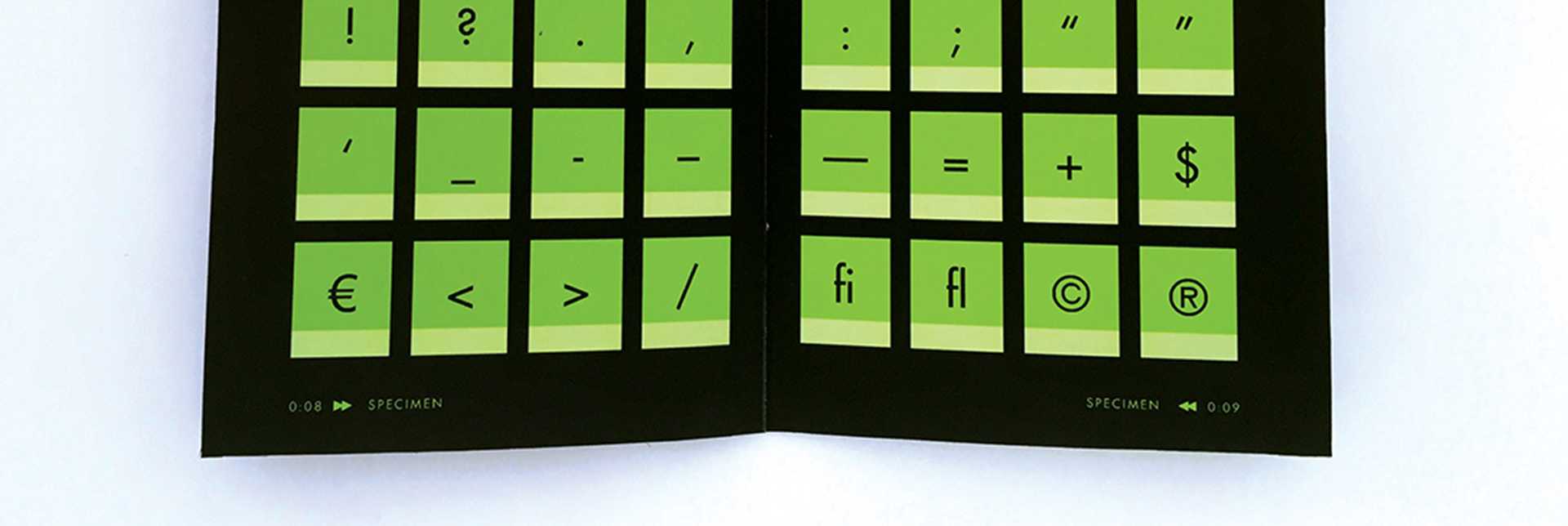 The lower half of the large specimen center spread in the Futura On Demand Type Specimen Booklet.