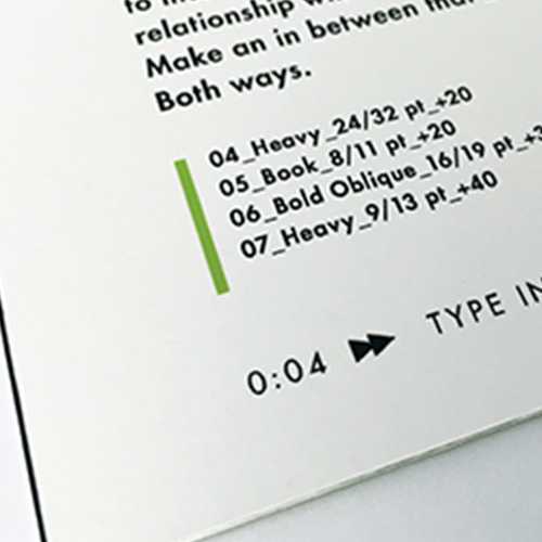 A close up of the folios in the Futura On Demand Type Specimen Booklet.