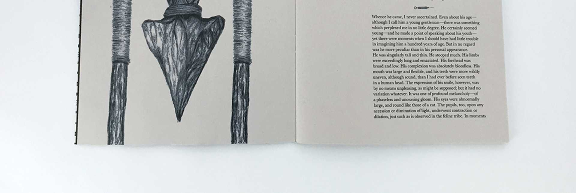 The lower half of a chapter spread in the Edgar Allan Poe short story collection.