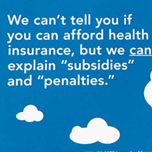A close up of the front of the “Can I afford Health Insurance this year?” Campaign